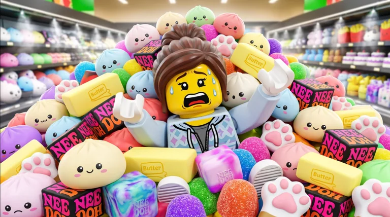 Squishies scattered across a shop aisle